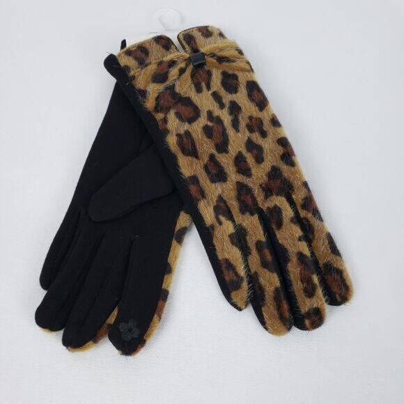 LOF Brown cheetah print smart gloves new with tags - Picture 1 of 4
